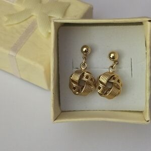 Vintage Gold Tone Twisted Textured Dangle Knot Ball